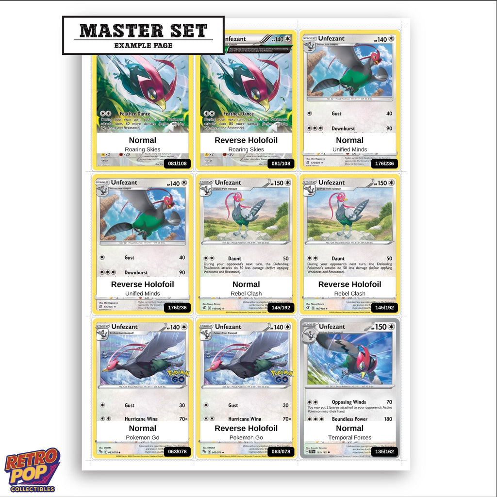 Printed Unfezant Pokemon placeholders in binder - real photo 3