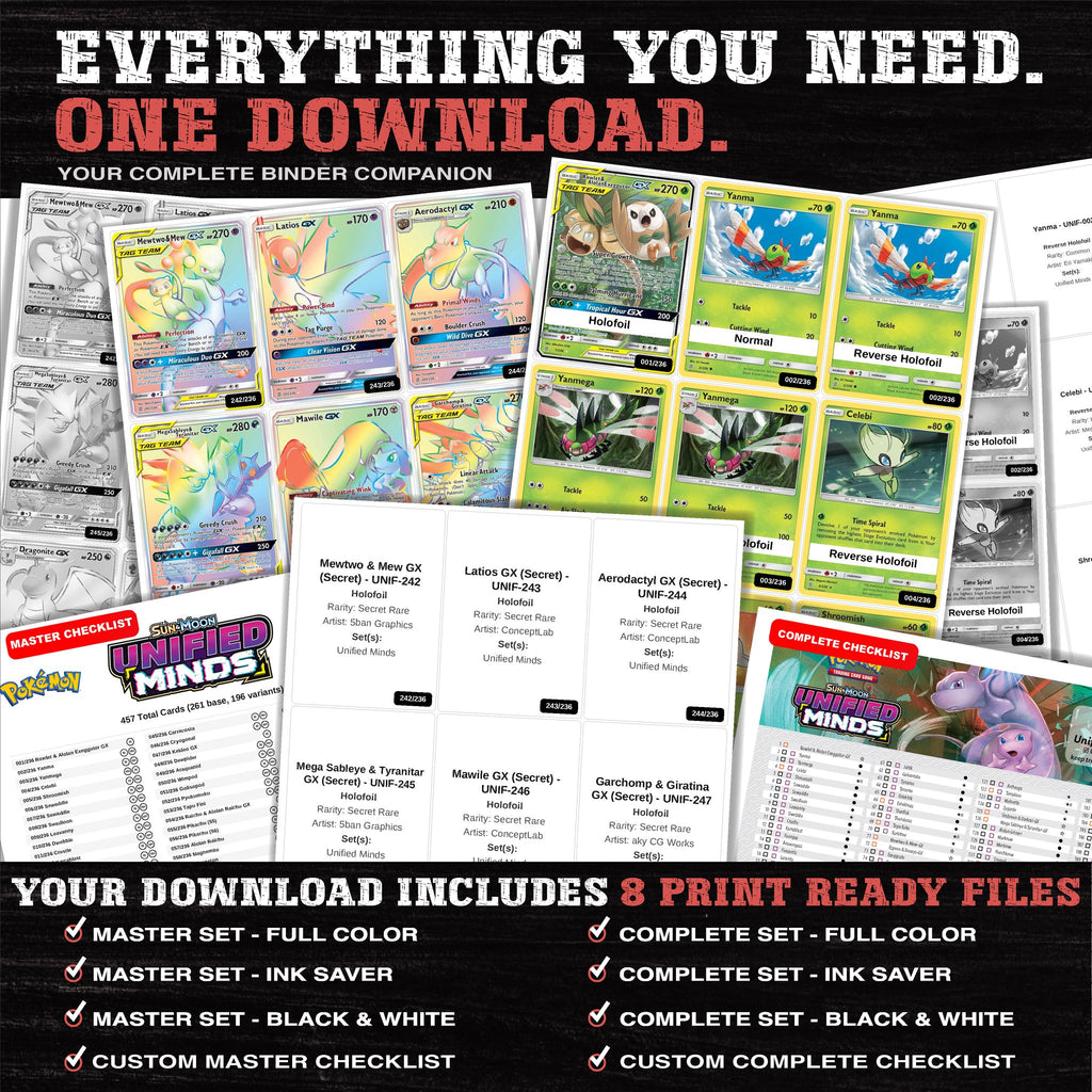 Everything included in the Unified Minds placeholder download - 8 PDF files