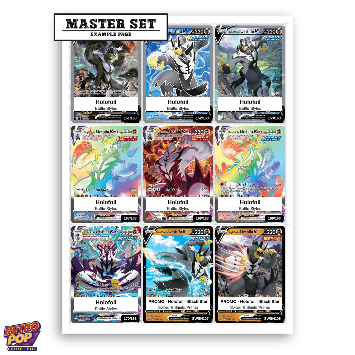 Printed Urshifu Pokemon placeholders in binder - real photo 1