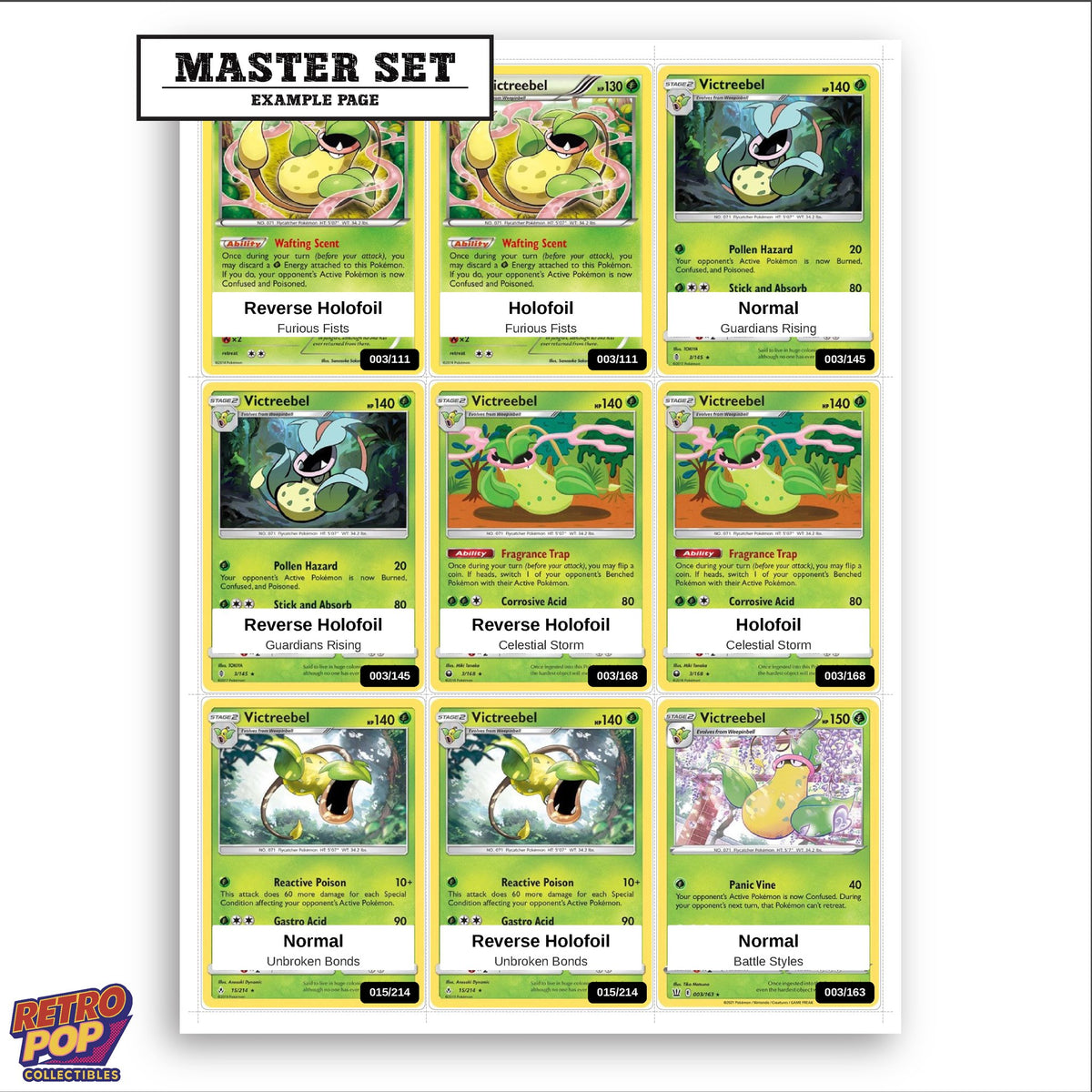 Printed Victreebel Pokemon placeholders in binder - real photo 3