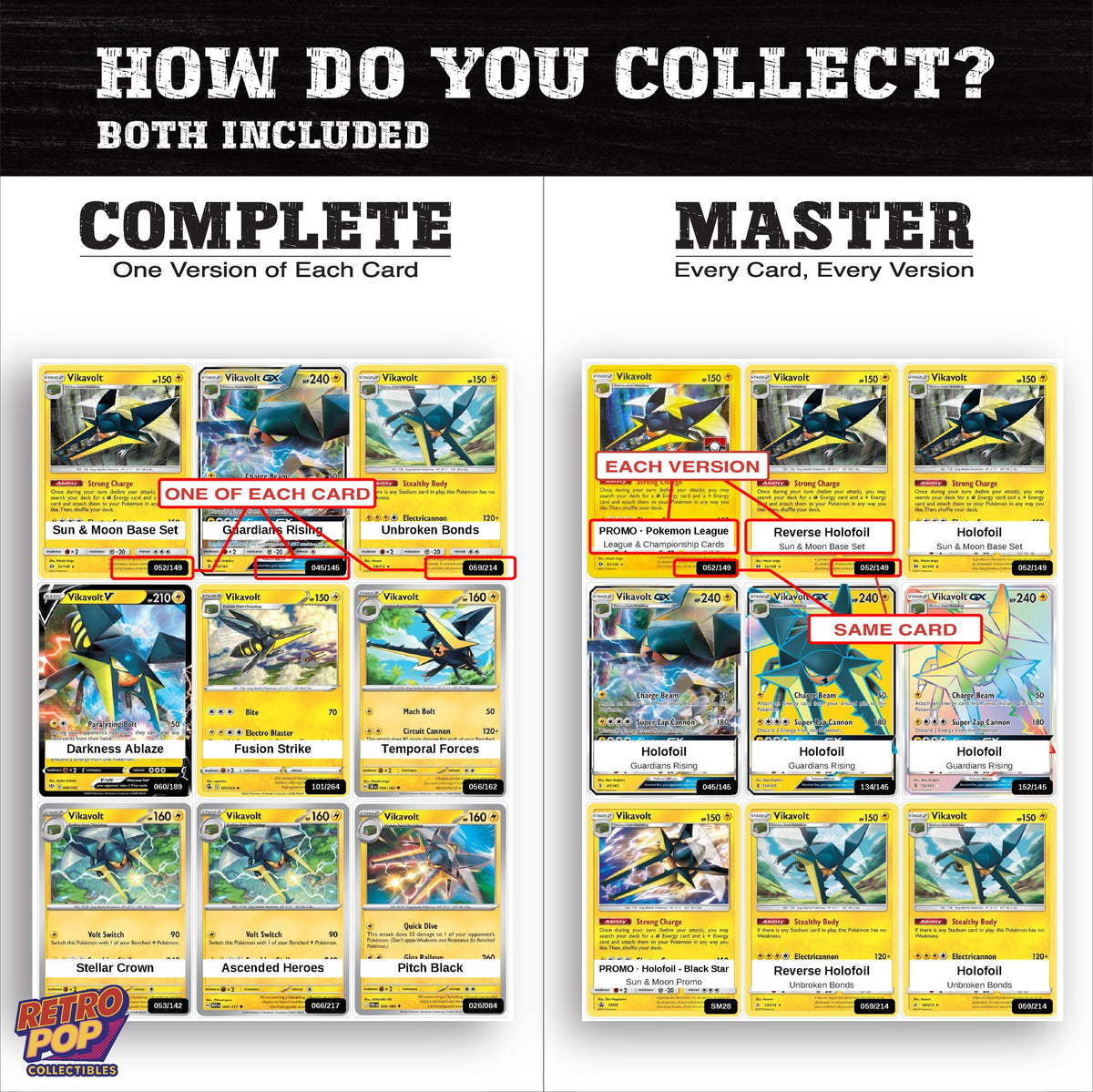 Complete Set vs Master Set versions of the Vikavolt binder placeholders