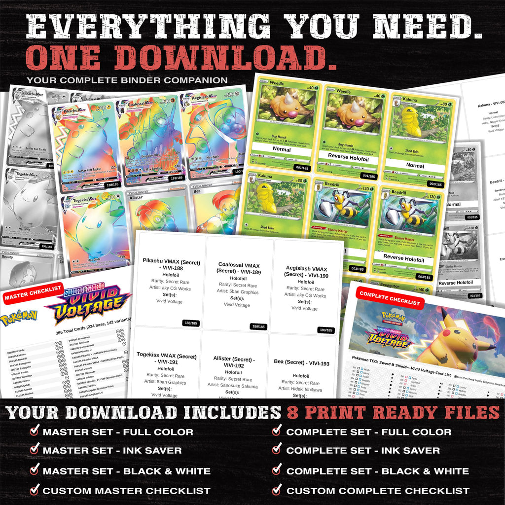 Everything included in the Vivid Voltage placeholder download - 8 PDF files