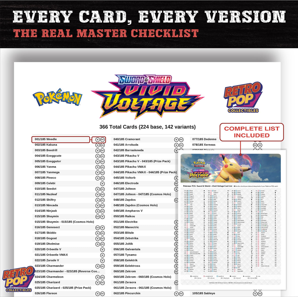 Vivid Voltage Pokemon card checklist PDF preview