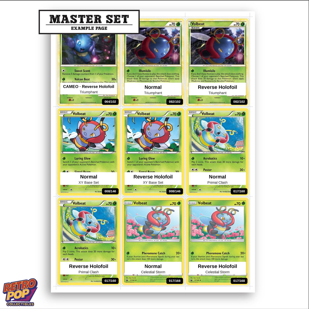 Printed Volbeat Pokemon placeholders in binder - real photo 3