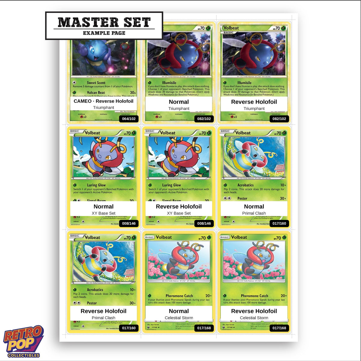 Printed Volbeat Pokemon placeholders in binder - real photo 3