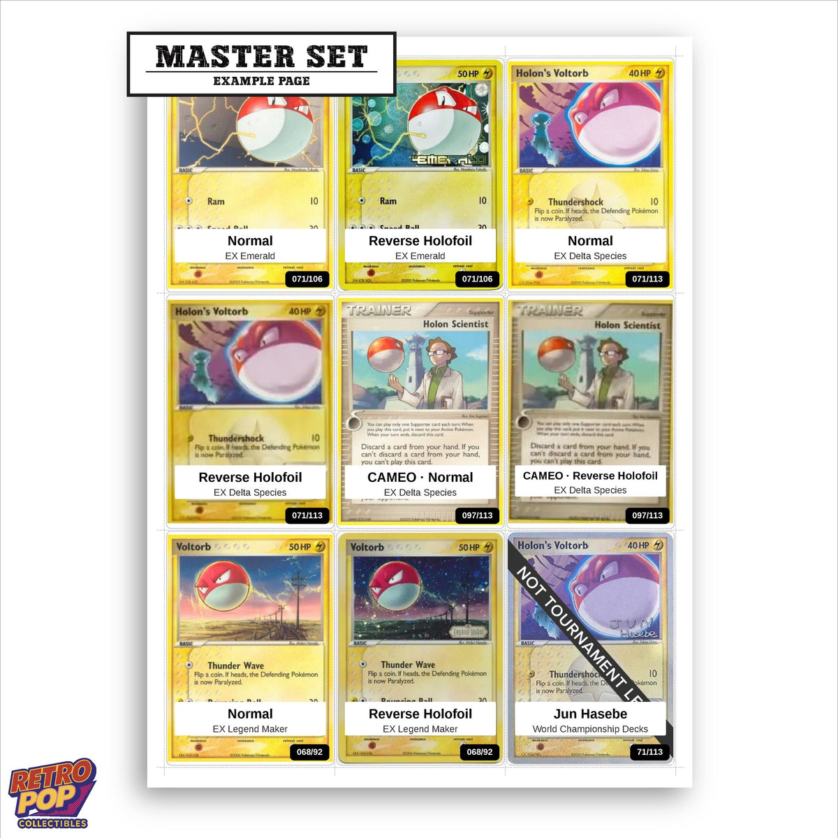 Printed Voltorb Pokemon placeholders in binder - real photo 1
