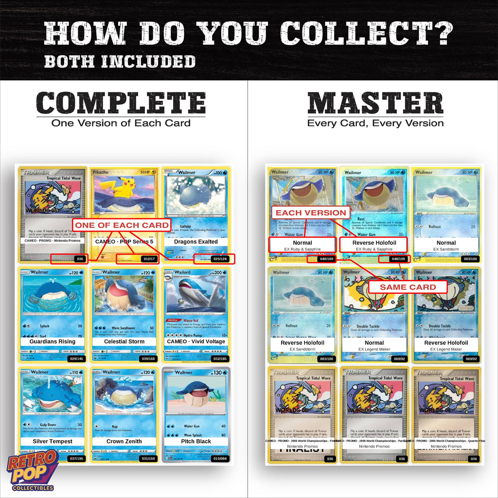 Complete Set vs Master Set versions of the Wailmer binder placeholders