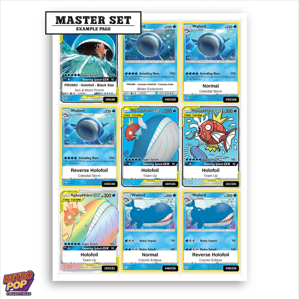 Printed Wailord Pokemon placeholders in binder - real photo 1