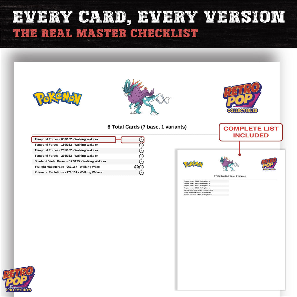 Walking Wake master set checklist PDF preview - every card listed