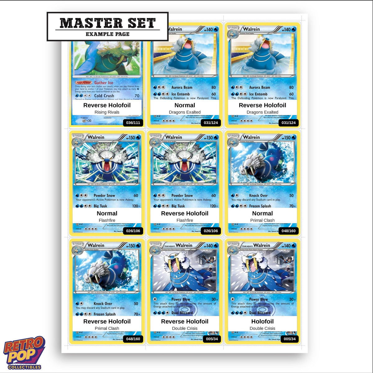 Printed Walrein Pokemon placeholders in binder - real photo 3