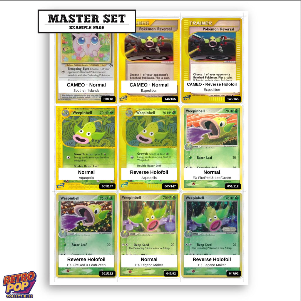 Printed Weepinbell Pokemon placeholders in binder - real photo 3