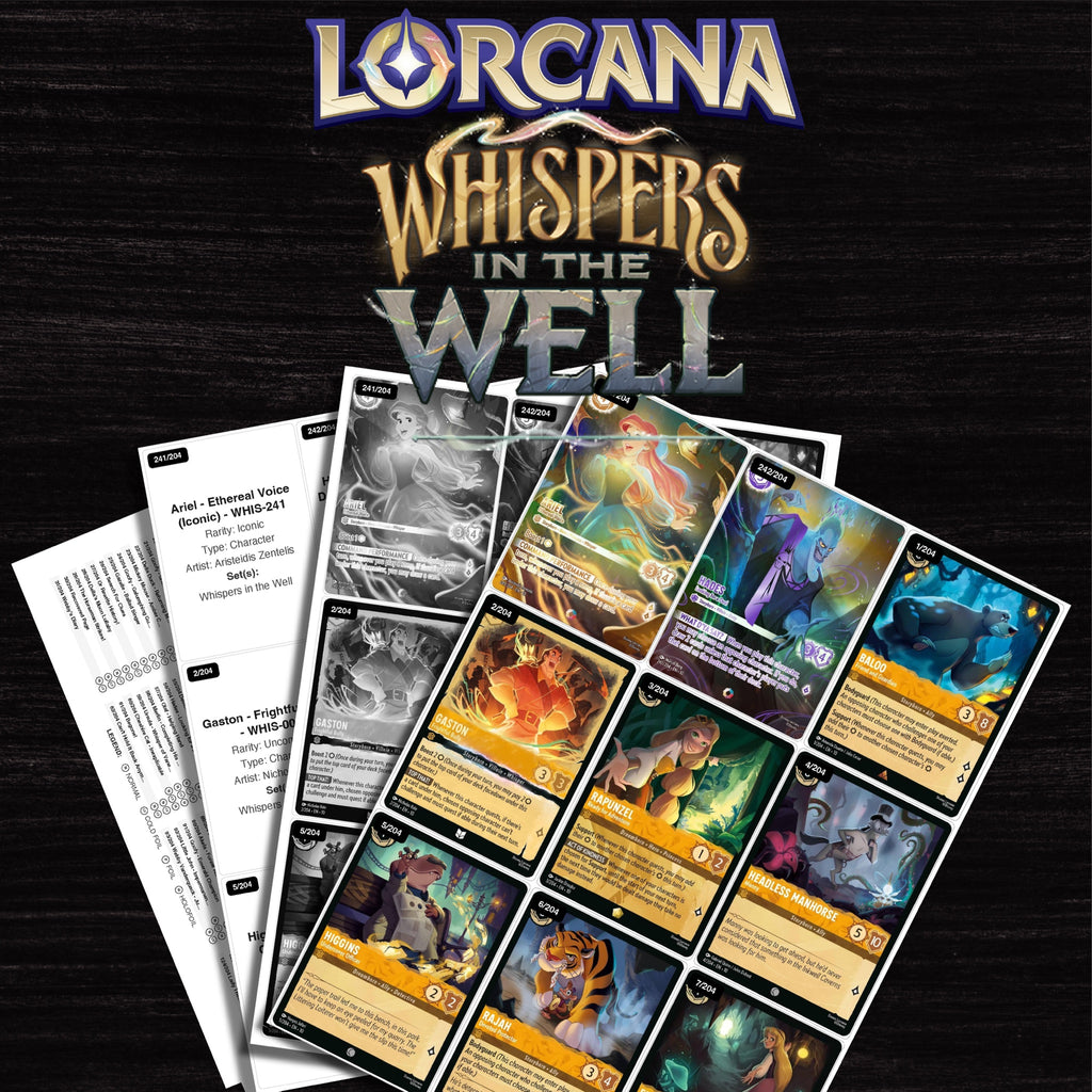 Whispers in the Well Disney Lorcana binder placeholders printable PDF - includes Ariel