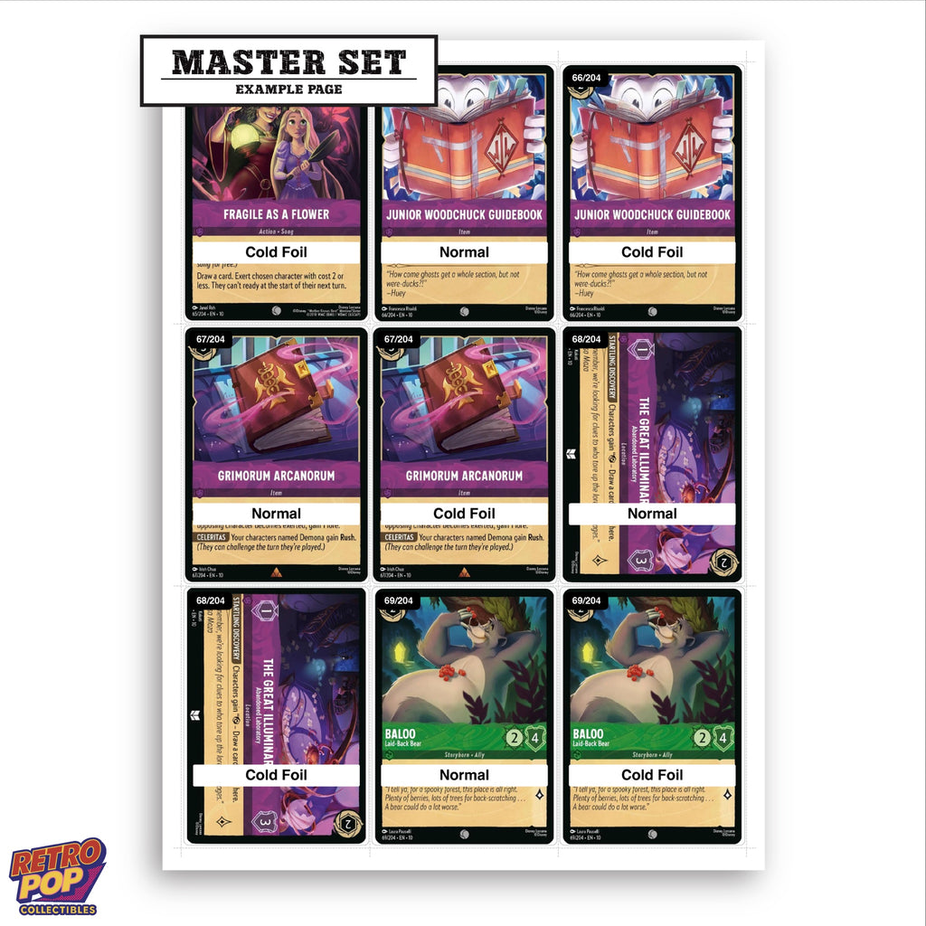 Printed Whispers in the Well Lorcana placeholders in binder - real photo 1