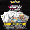 White Flare Pokemon binder placeholders printable PDF - includes Reshiram ex