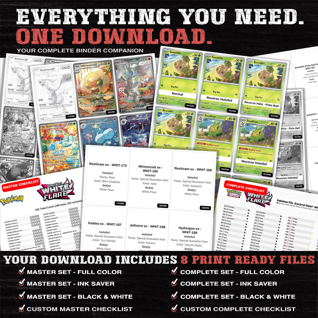 Everything included in the White Flare placeholder download - 8 PDF files