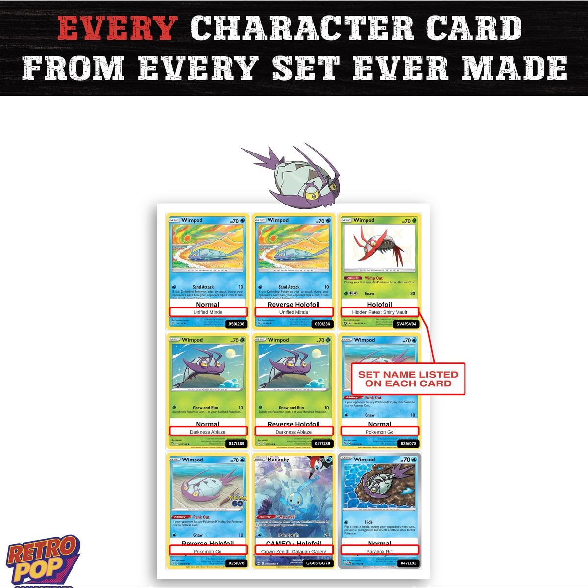 Wimpod card collection preview - every set Wimpod appears in