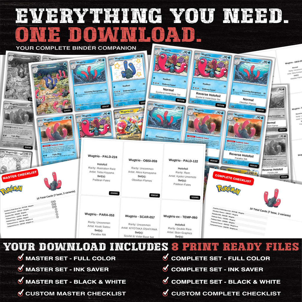 Everything included in the Wugtrio master set download - 8 PDF files