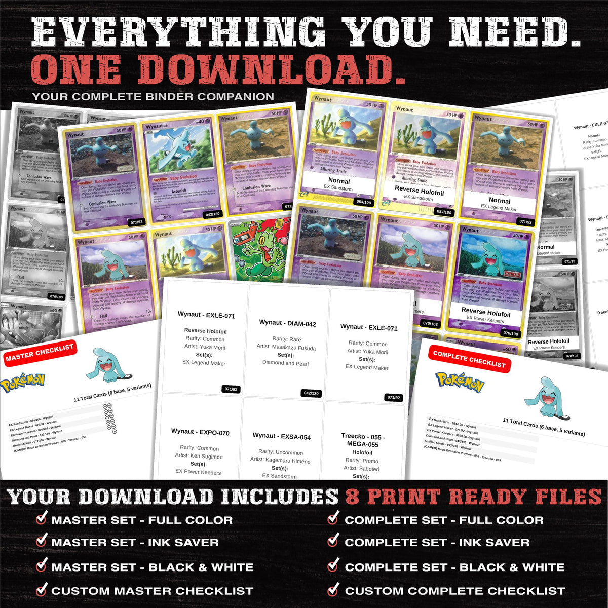Everything included in the Wynaut master set download - 8 PDF files