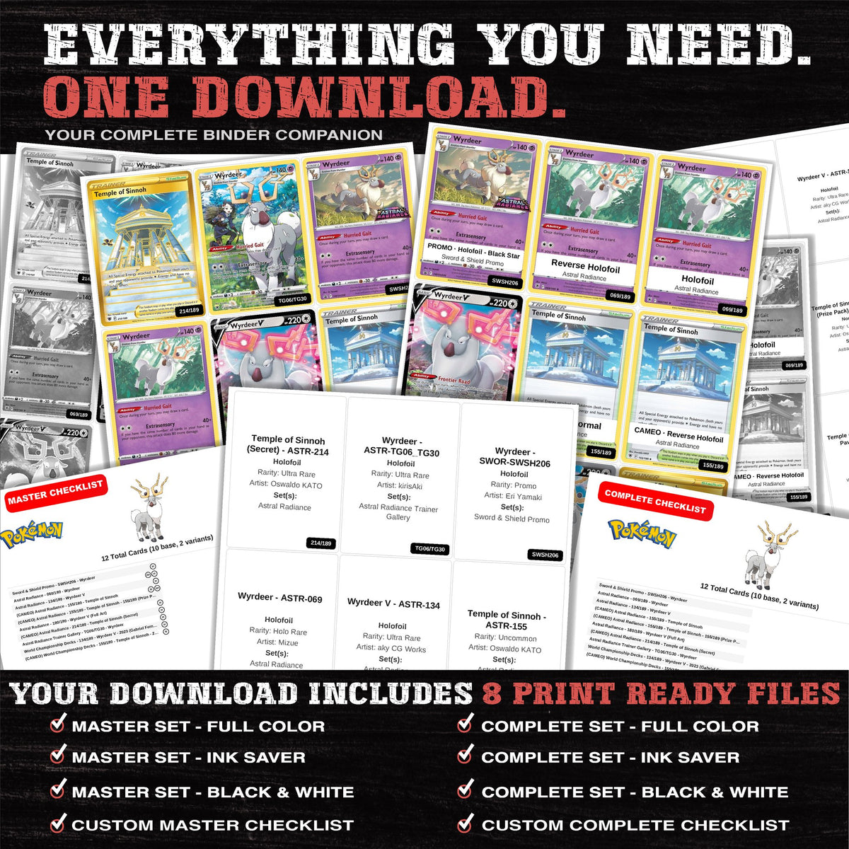 Everything included in the Wyrdeer master set download - 8 PDF files