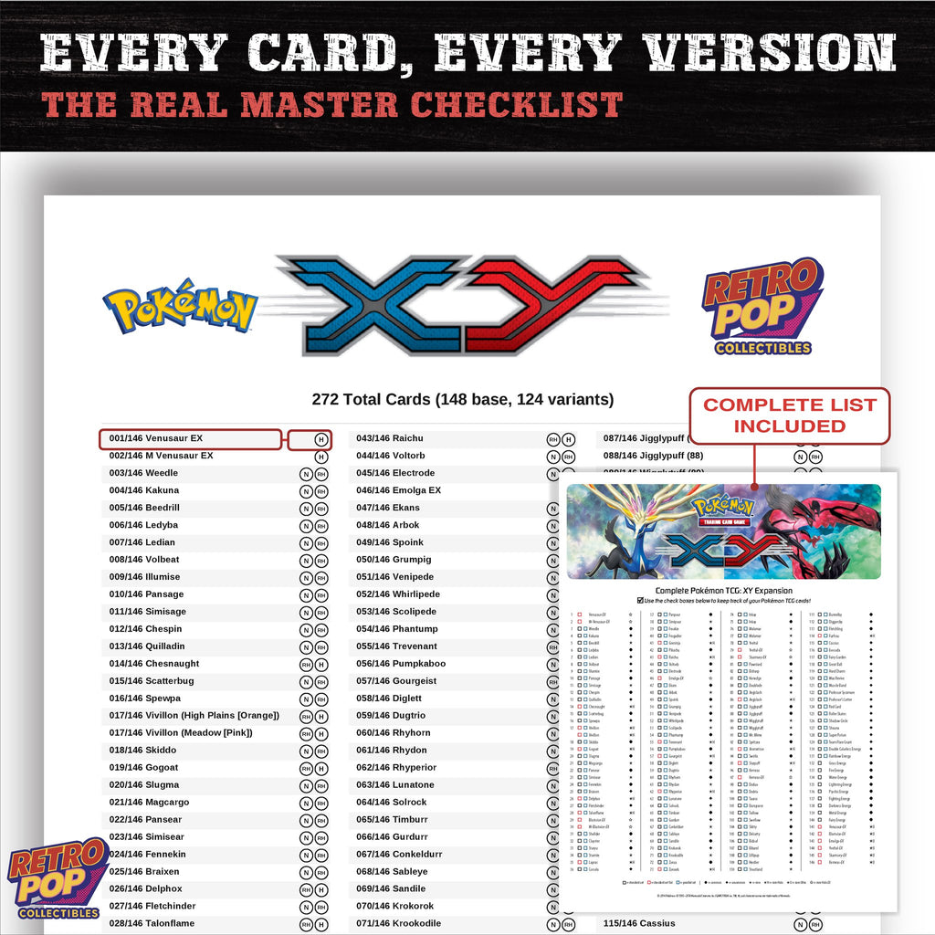 XY Base Set Pokemon card checklist PDF preview