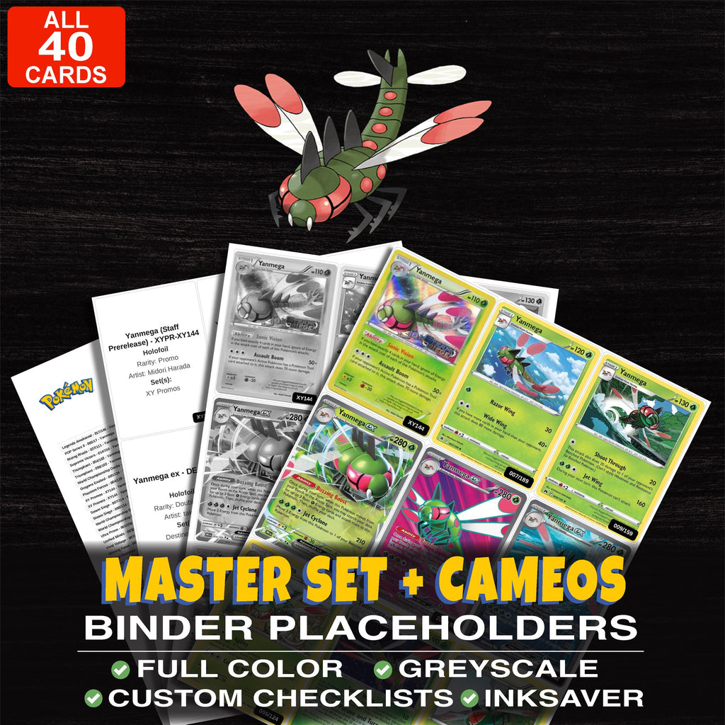 Every Yanmega Pokemon card ever made - master set binder placeholders with Yanmega ex