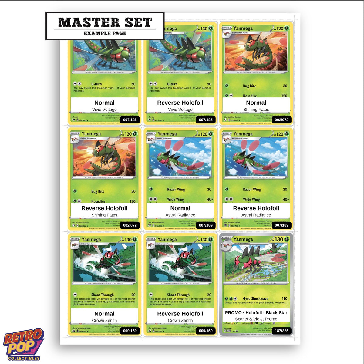 Printed Yanmega Pokemon placeholders in binder - real photo 3