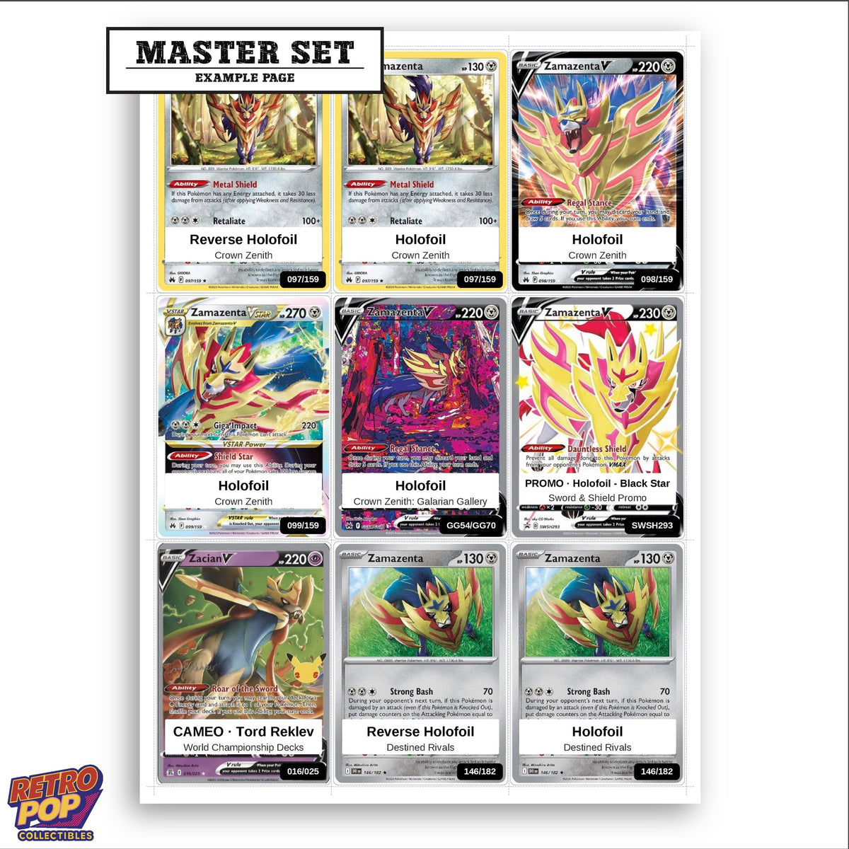 Printed Zamazenta Pokemon placeholders in binder - real photo 3