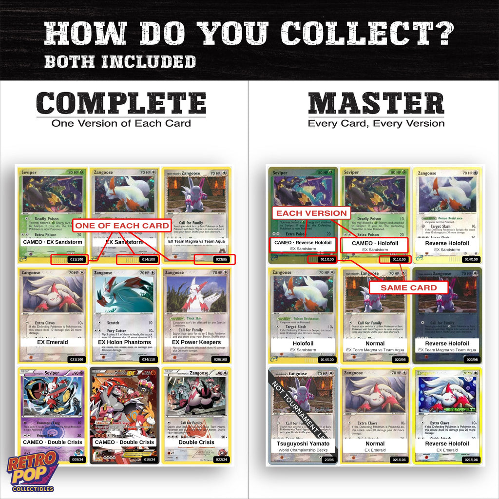 Complete Set vs Master Set versions of the Zangoose binder placeholders