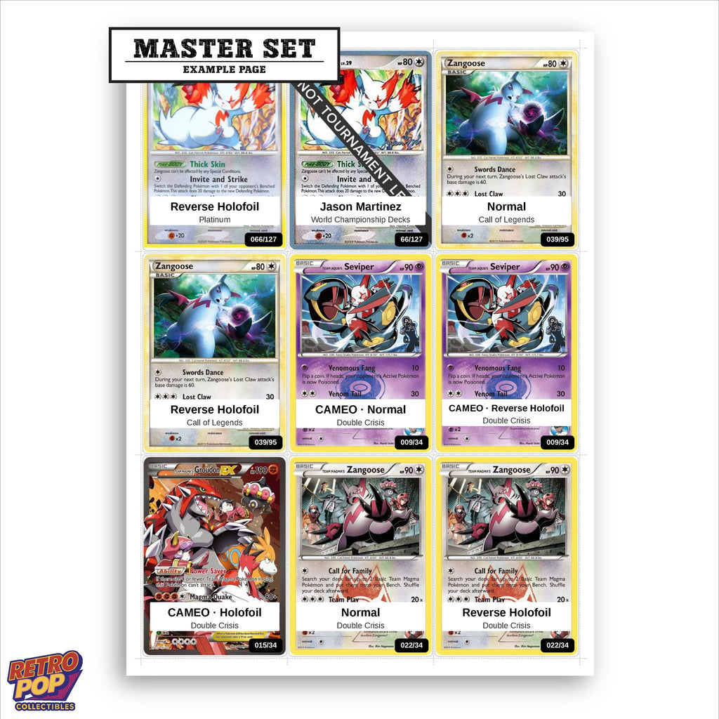 Printed Zangoose Pokemon placeholders in binder - real photo 1