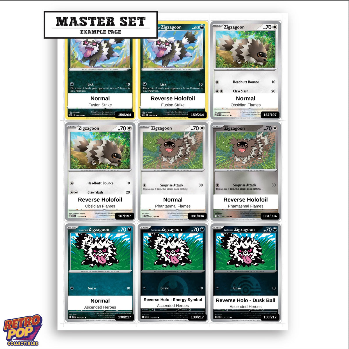 Printed Zigzagoon Pokemon placeholders in binder - real photo 3
